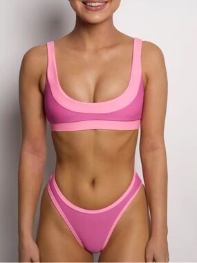 NWT 93 Play Street Billie/Halie Poppy Pink Cheeky Scoop Bikini Set Size S/M